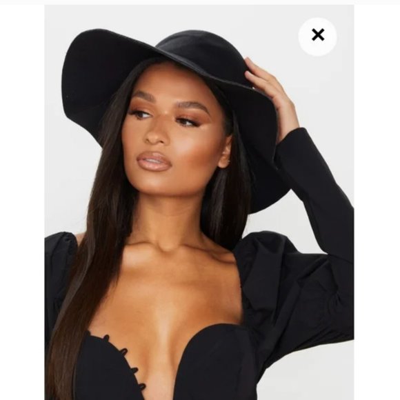 Four Buttons by San Diego Hat Co Black Floppy Wide Brim Wool Sun Hat Foldable - Picture 2 of 12